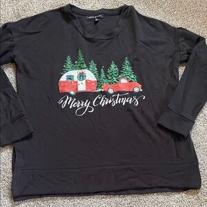 Tate of mine Christmas trailer and truck sweat shirt small
